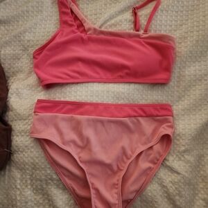 Women’s Pink Two-Piece Asymmetric Bikini